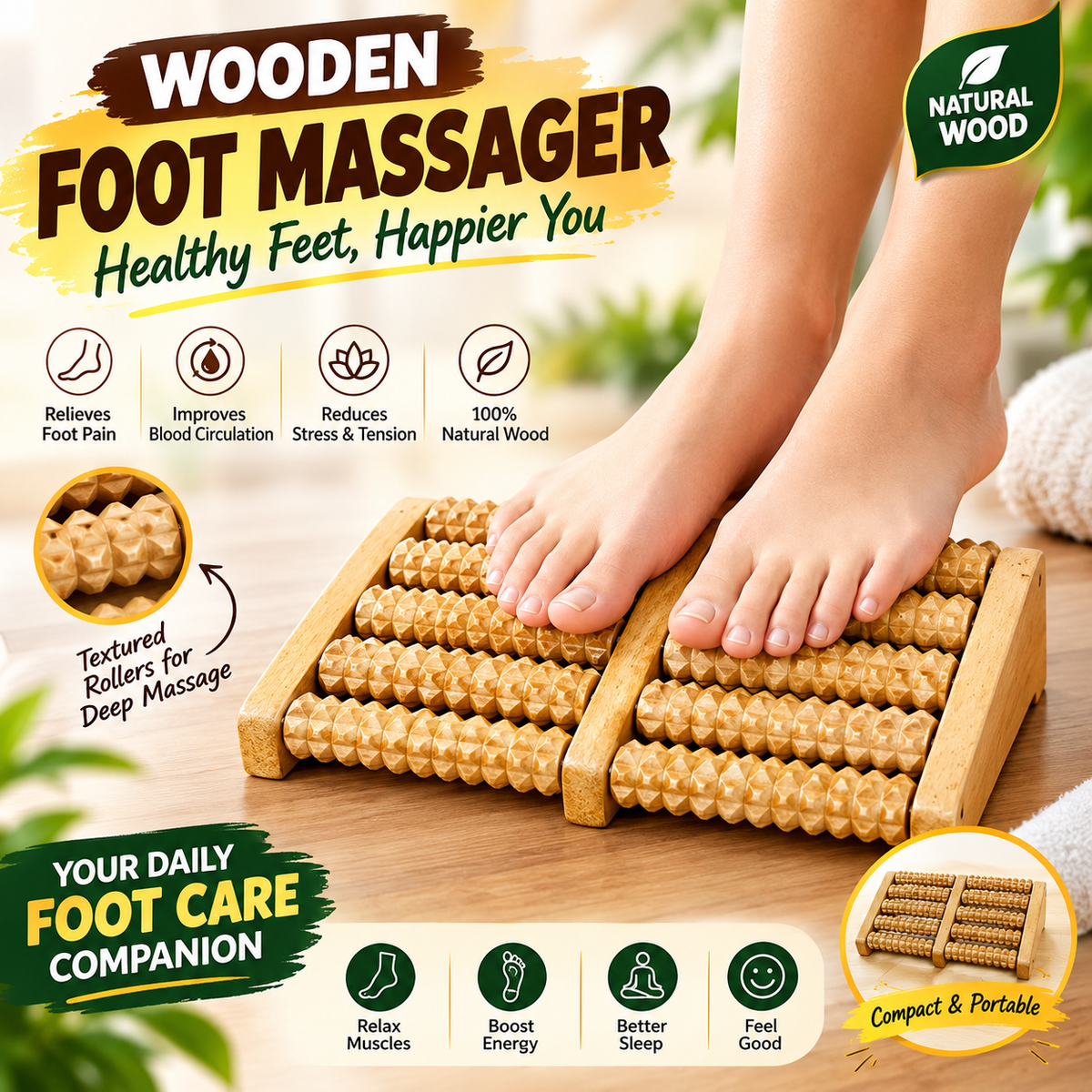 Wooden Reflexology Foot Massager